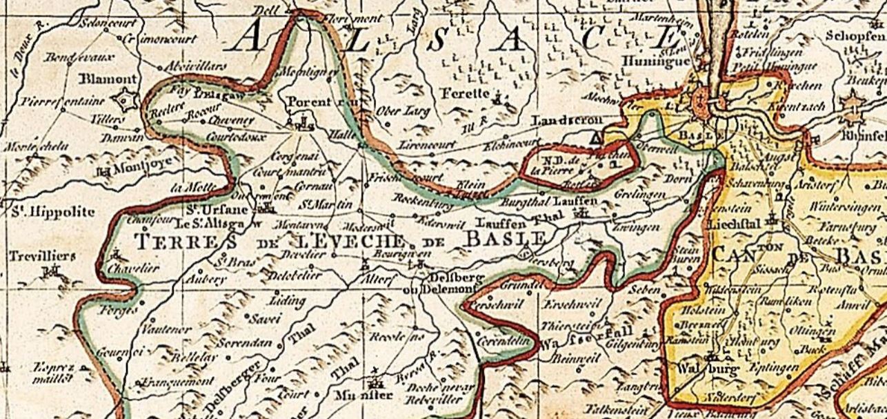 Carte de 1767 de la région de Bâle