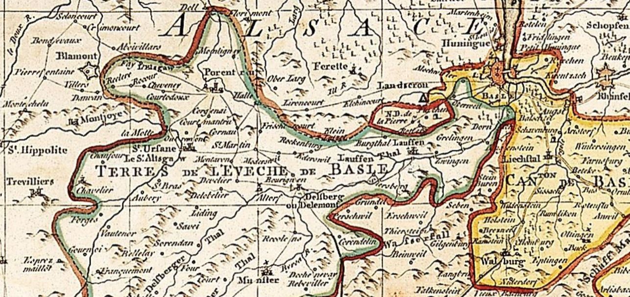 Karte der Region Basel von 1767