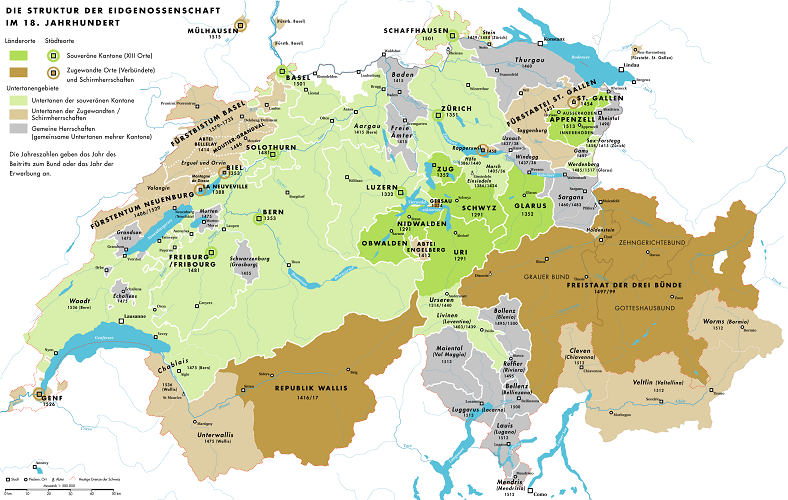 Carte de la Suisse du XVIIIe siècle